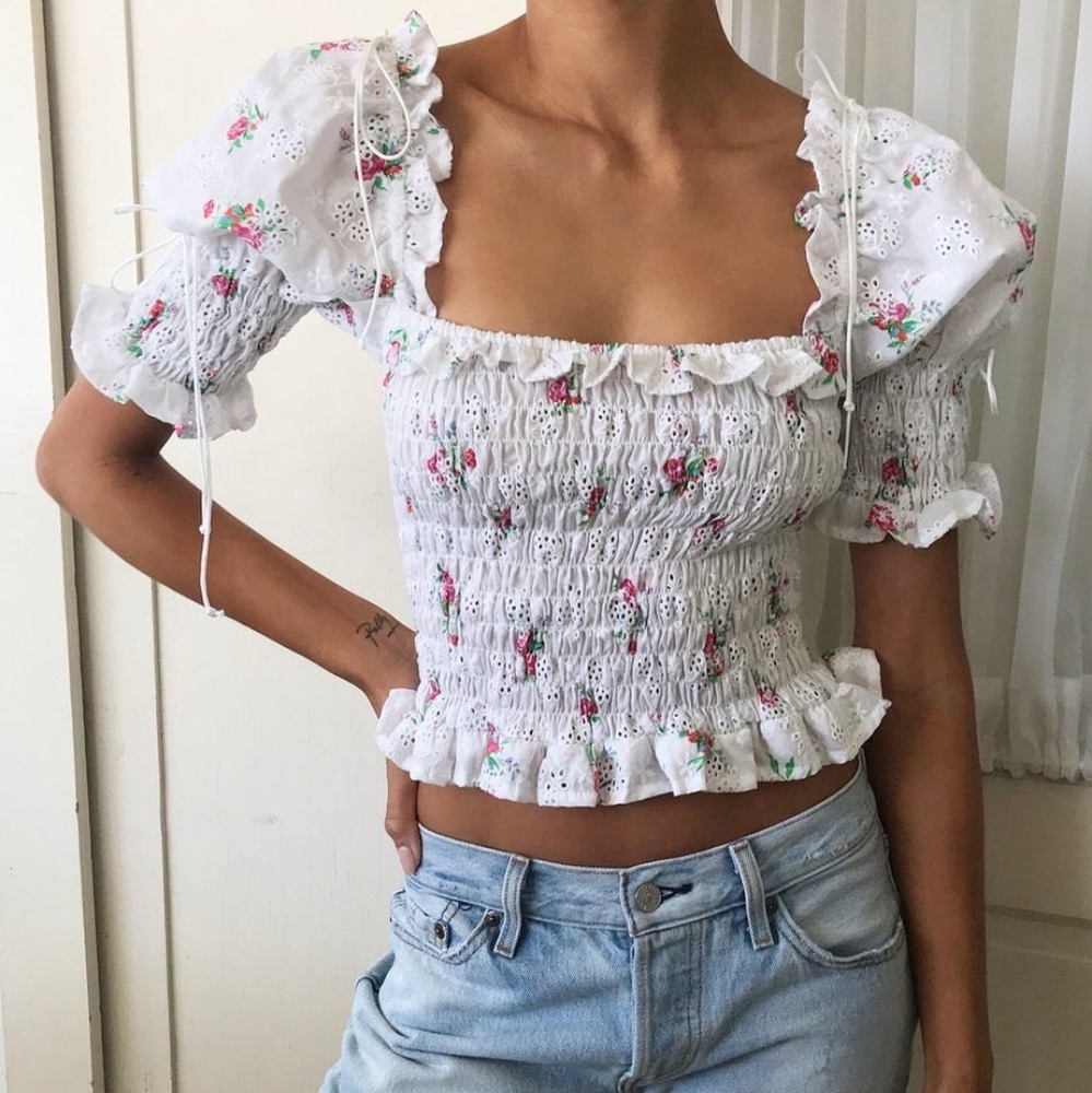 For Love And Lemons Tarte Eyelet Crop Top